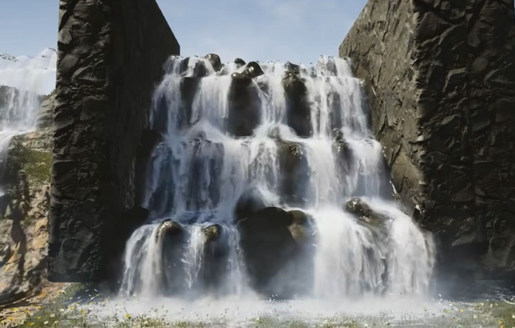 houdini+UE程序化瀑布测试-数字折叠