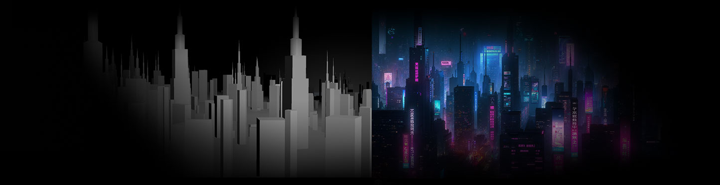 赛博朋克城市宏观布局场景SimpleCyberCity