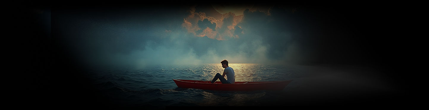 夜色海面，一切从一艘小船开始-数字折叠