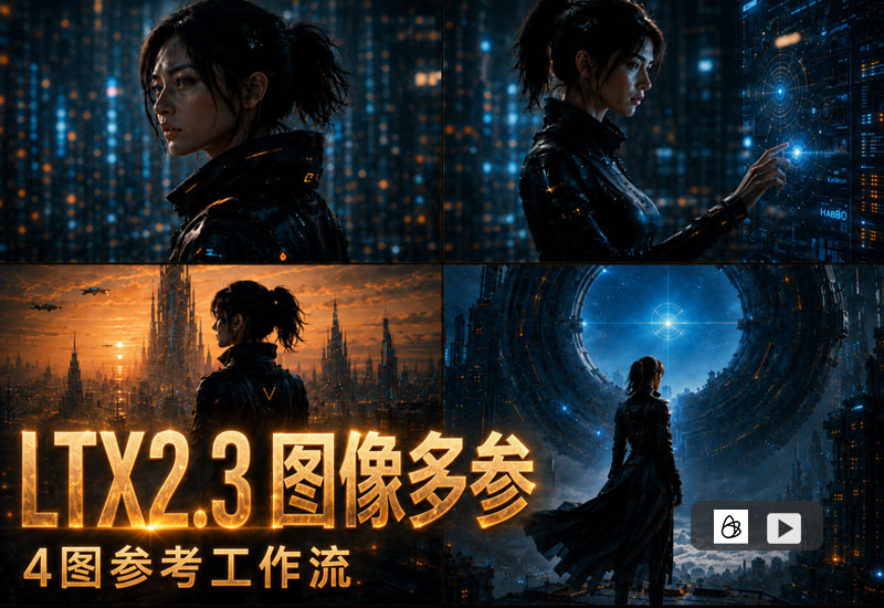 LTX2.3图像多参视频工作流4图参考工作流-数字折叠